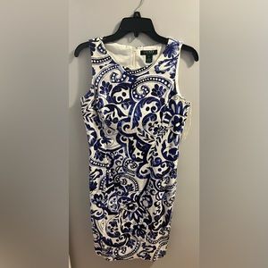 Lauren by Ralph Lauren blue and white shift dress
